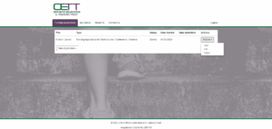 Screenshot of OETT funding application website dashboard